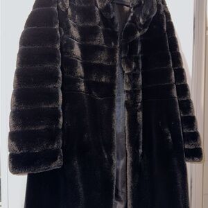 Luxurious Black Faux Fur Coat